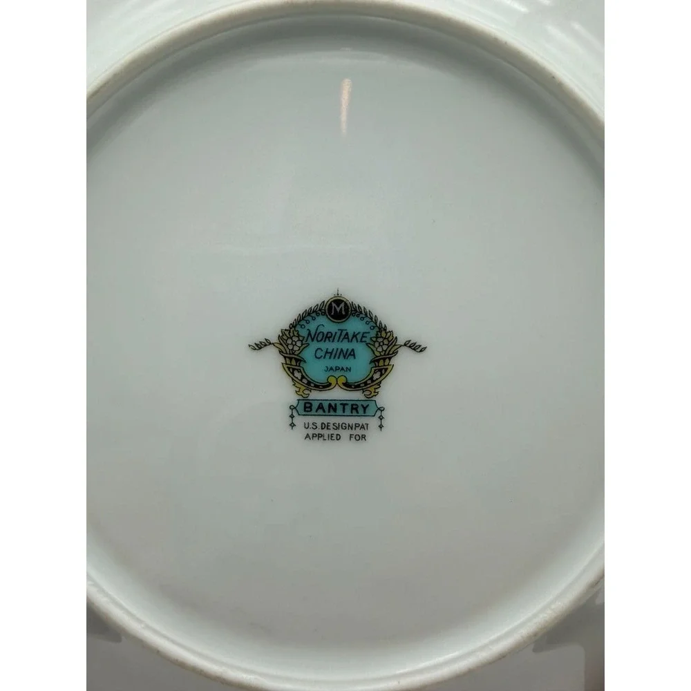 Noritake Bantry Fine China Luncheon Plate Blue Floral Gold Trim